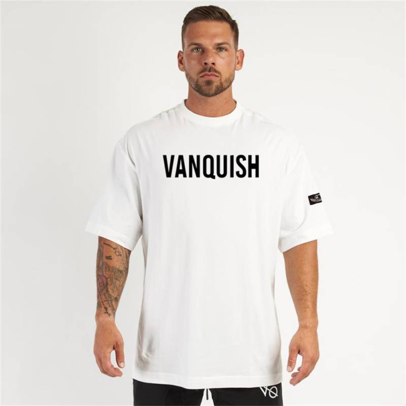 Casual Lose T-shirt Männer Baumwolle Kurzen Ärmeln Tees Tops Sommer Gym Fitness Solide Hemd Männlich Laufschuhe Sport Training Kleidung XL weiß von Joom DACH