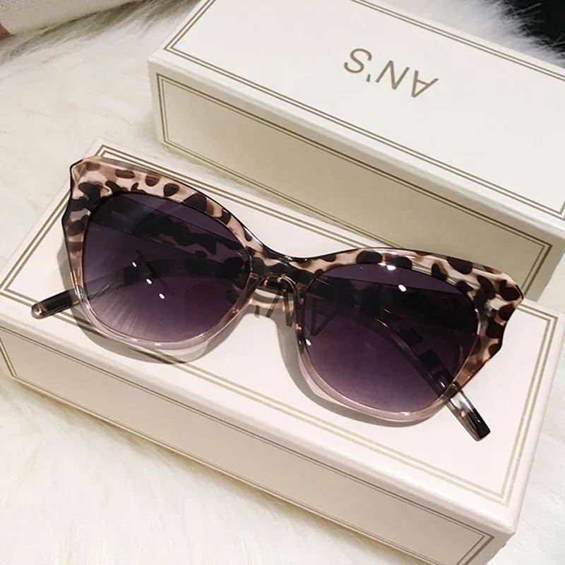 Cat Eye Vintage Sonnenbrille Frauen Marke Designer Mode Gradienten Sonnenbrille Weibliche Retro Spiegel Im Freien Schattierungen Leopard Trans von Joom DACH