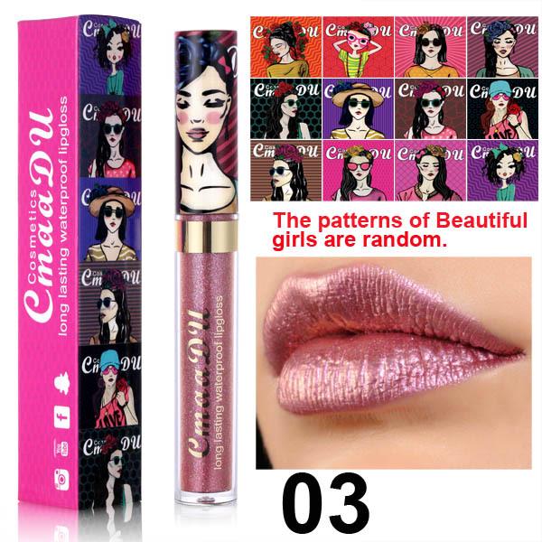 Chamäleon-Lippenstift, Diamant-Glitzer-Lipgloss, Lippenglasur, hochpigmentiert, langanhaltend, feuchtigkeitsspendender Lippenstift, Lippen-Make-up, Geschenk für Frauen 03 von Joom DACH