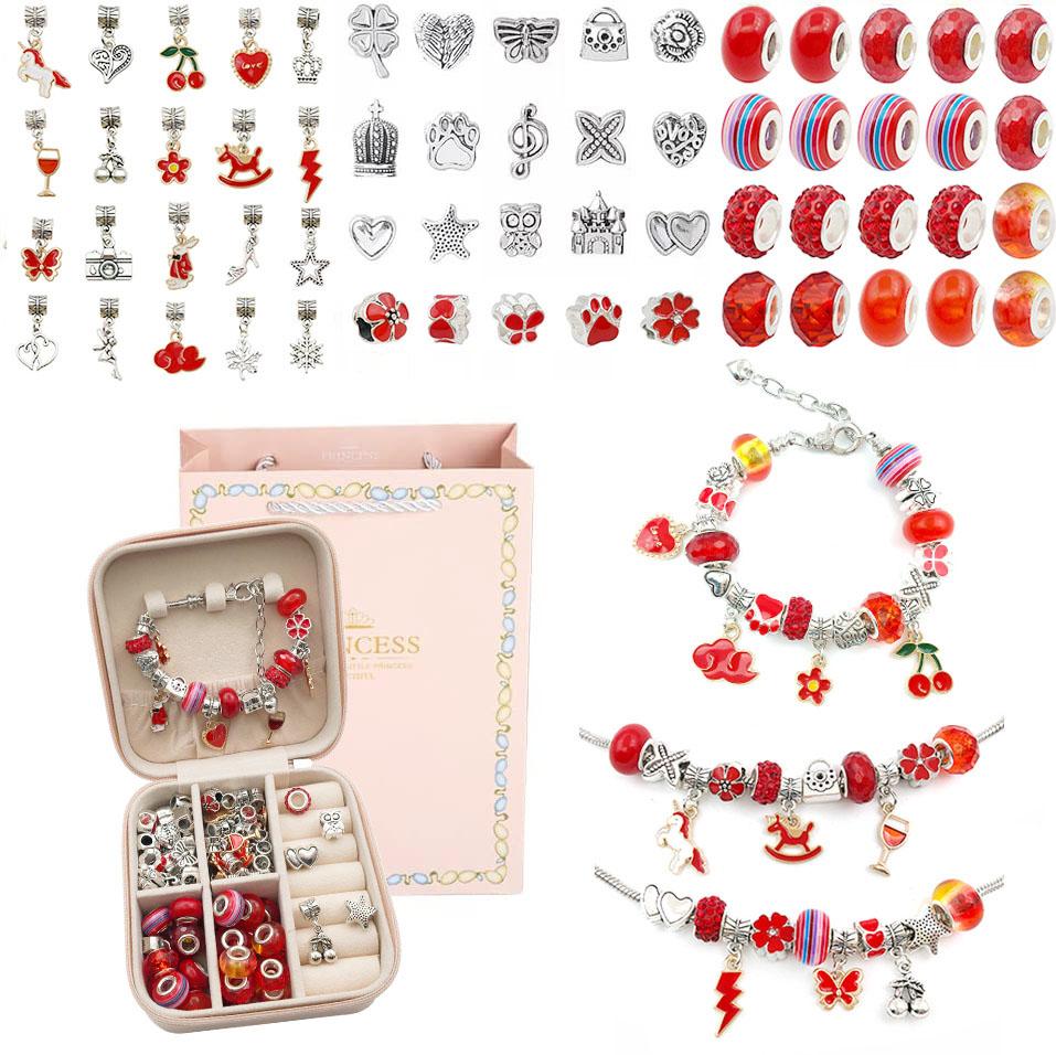 Charm-Armband-Bastelset für Mädchen, Geschenkbox, 66-teiliges Schmuck-Bastelset für 6–12-jährige Mädchen, Geburtstags- und Weihnachtsgeschenk 16cm von Joom DACH