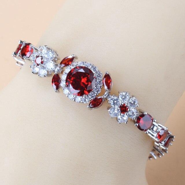 Charm-Armband aus 925er-Sterlingsilber, blauer Zirkonia, 6 Farben, Hochzeitsschmuck, verstellbare Länge 18 + 3 cm 21cm rot von Joom DACH