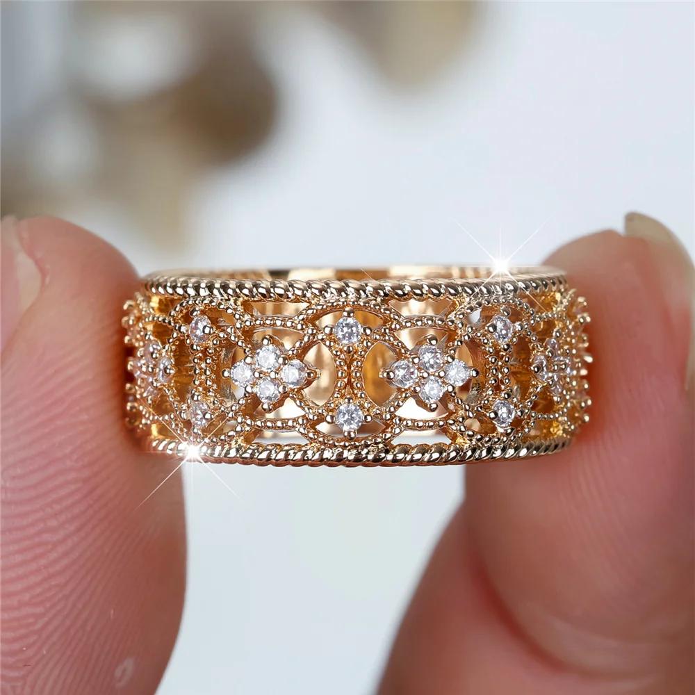 Charm Weiß Zirkon Verlobungsringe für Frauen Gold Farbe Aushöhlen Eheringe Schmuck Party Geschenke 9 von Joom DACH