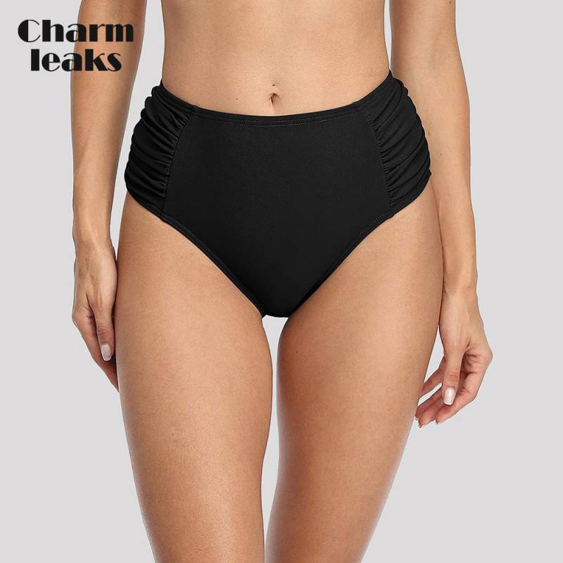 Charmleaks Badehose Damen Damen Bikinihose Spitze Patchwork Bademode Slip Hohe Taille L schwarz von Joom DACH
