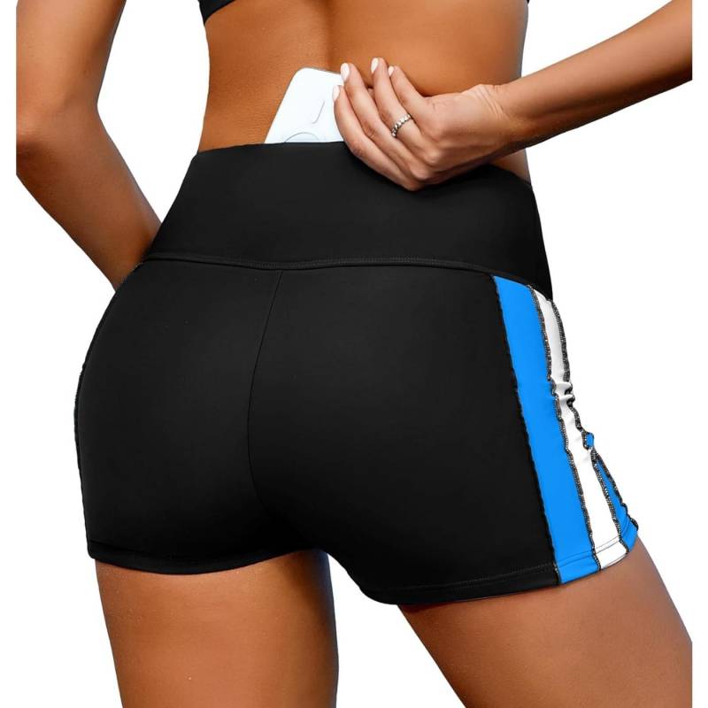 Charmleaks Damen-Badeshorts, Bauchkontrolle, Boardshorts für Damen, Badeshorts mit hoher Taille L schwarz von Joom DACH
