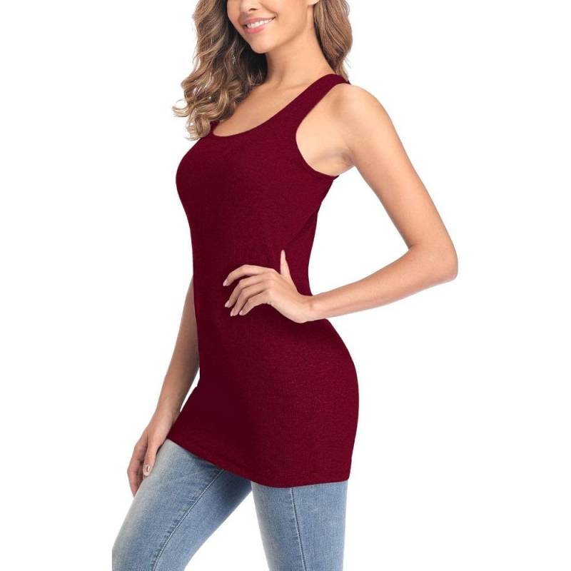 Charmleaks Damen Extra lange Tanktops mit Regal-BH, gerippte Camisoles, Unterhemden M von Joom DACH