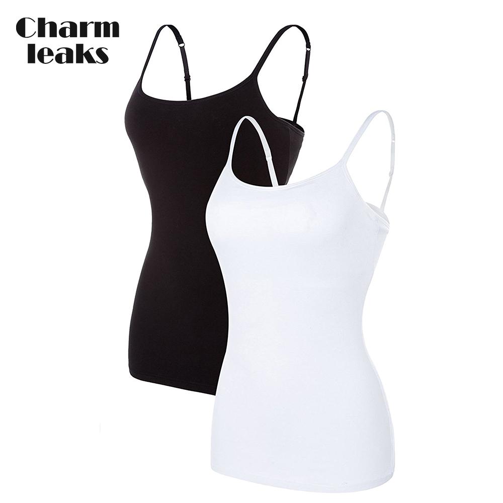 Charmleaks Damen-Unterhemd aus Baumwolle, Damenunterwäsche, Nachtwäsche, Unterwäsche, Hebe-BH, solides Basic-Tanktop, 2er-Pack XXL schwarz/weiß von Joom DACH