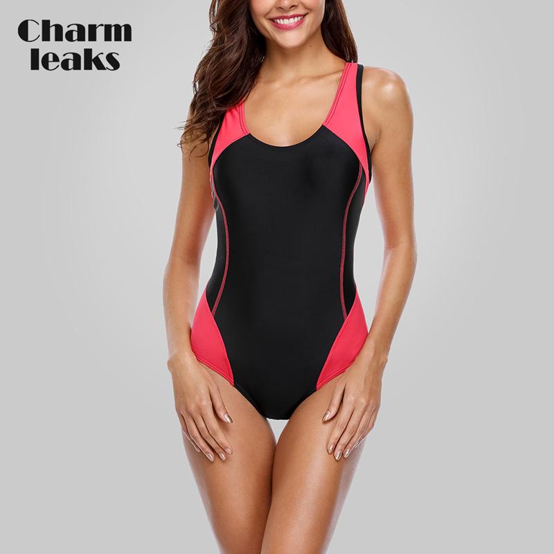 Charmleaks Einteiliger Damen-Sport-Badeanzug, Sport-Badeanzug, Wettkampf-Badebekleidung, Badeanzug XL rot von Joom DACH