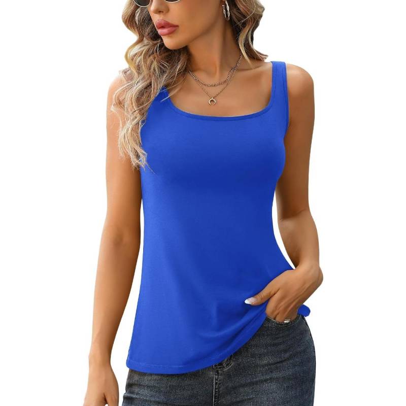 Charmleaks Tank-Top für Damen mit integriertem, gepolstertem BH, verstellbares, breites Träger-Camisole-Camisole aus Baumwolle 3XL blau von Joom DACH