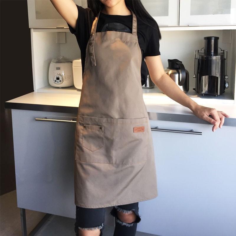 Chef Kellner Kaffee Shop Kellner Einfarbig Küche Schürze Friseur Schürze Lätzchen Küche Zubehör Frauen Männer Grill khaki von Joom DACH
