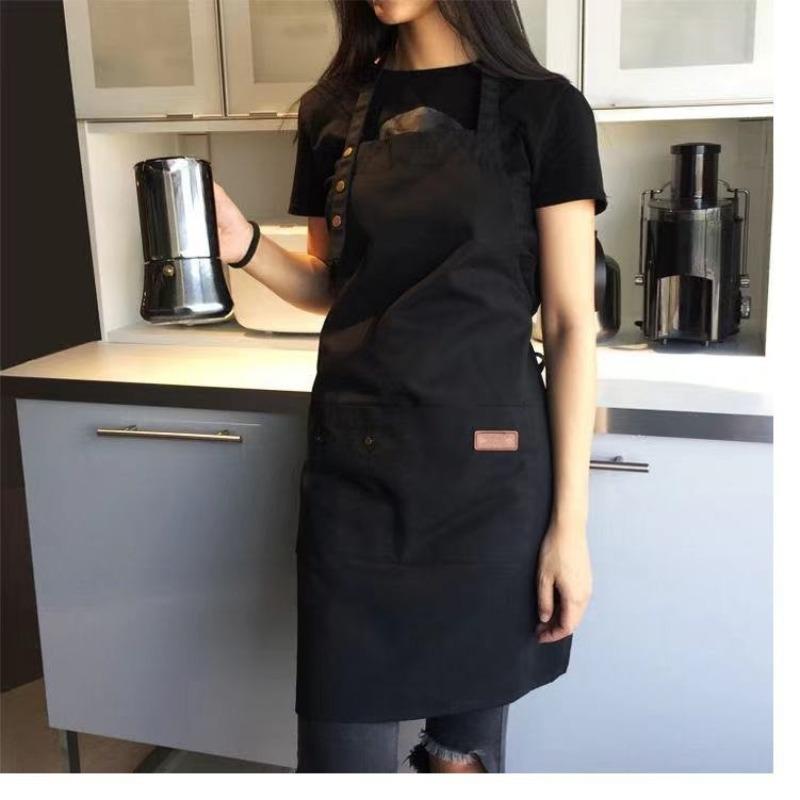 Chef Kellner Kaffee Shop Kellner Einfarbig Küche Schürze Friseur Schürze Lätzchen Küche Zubehör Frauen Männer Grill schwarz von Joom DACH