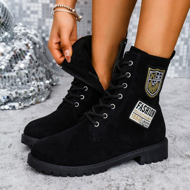 Chelsea Boots Chunky Boots Damen Winterschuhe Rindsuede Stiefeletten Schwarz Damen Herbstmode Plateau Stiefeletten 39 schwarz von Joom DACH