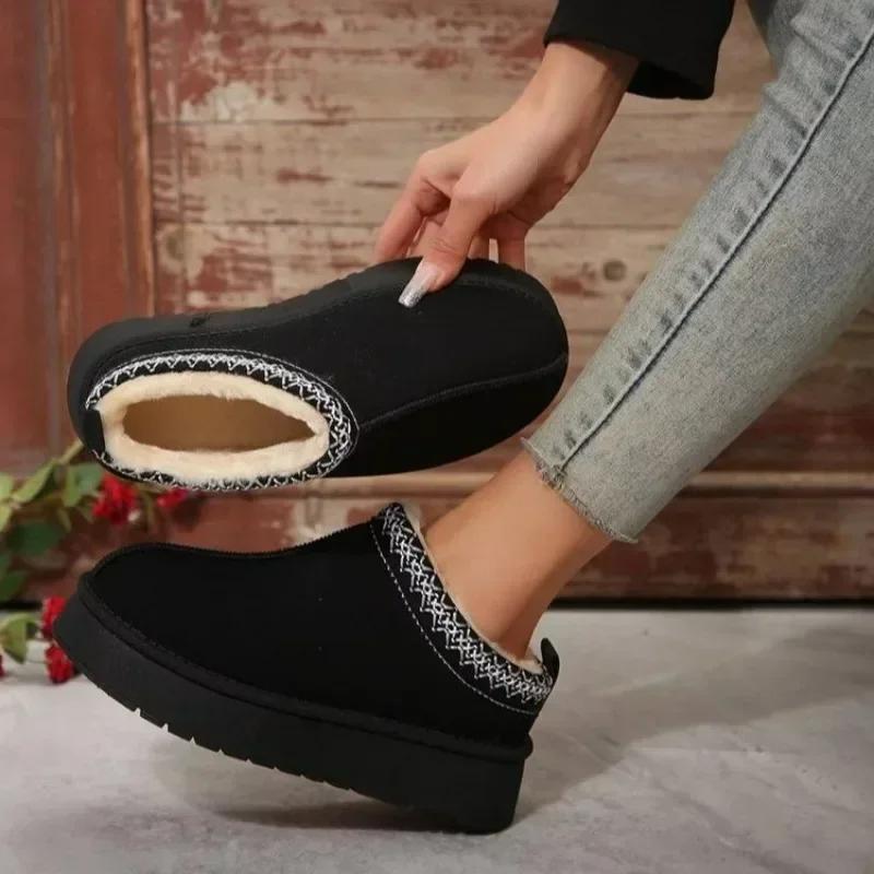 Chelsea Knöchel Schneestiefel Damen Winter Pelz Kurzer Plüsch Warm Flache Hausschuhe Plateau Schuhe Flip Flops Botas Baumwollschuhe Weiblich 41 schwarz von Joom DACH