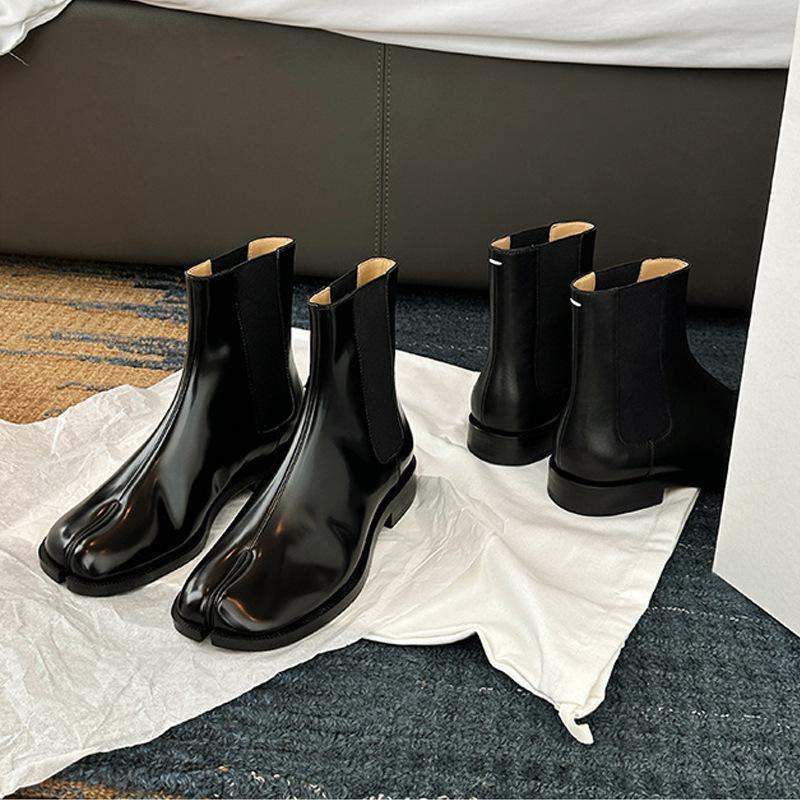 Chelsea-Stiefeletten für Damen, niedriger Absatz, lässige Herbststiefel, Schuhe zum Hineinschlüpfen, runde Zehenpartie, Kampfstiefeletten für Damen, modische Plateau-Stiefeletten zum Hineinschlüpfen, elastische Stiefeletten 39 von Joom DACH