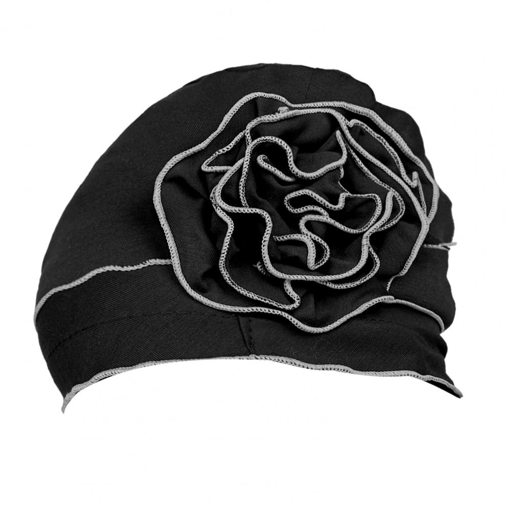 Chemo Kopfbedeckung für Frauen mit Haarausfall Elastische Chemotherapie-Hüte mit Blume Multifunktionale Atmungsaktive Beanie zum Schlafen Draußen One Size schwarz von Joom DACH