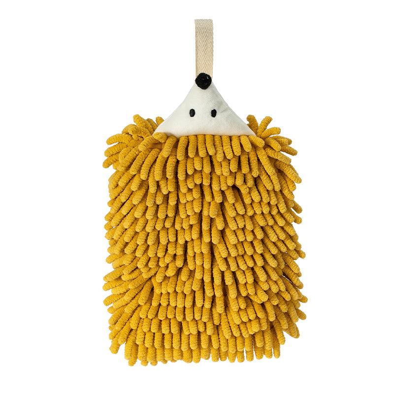 Chenille-Handtücher für Küche und Badezimmer, Handtuch mit Schlaufen zum Aufhängen, schnell trocknend, weiche, saugfähige Mikrofaser-Handtücher, Tier-Igel gelb von Joom DACH