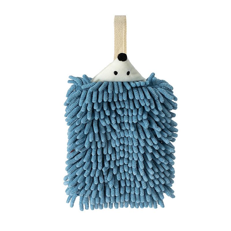 Chenille-Handtücher für Küche und Badezimmer, Handtuch mit Schlaufen zum Aufhängen, schnell trocknend, weiche, saugfähige Mikrofaser-Handtücher, Tier-Igel blau von Joom DACH