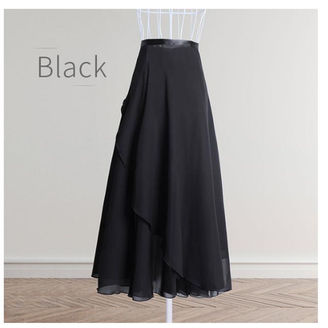 Chiffon-Ballett-Tutu-Tanzrock, Tanz-/Skate-Wickelschal, Gymnastik, Ballerina, lyrischer langer Ballettrock, Damen-Ballett-Tanzkleid One Size schwarz von Joom DACH