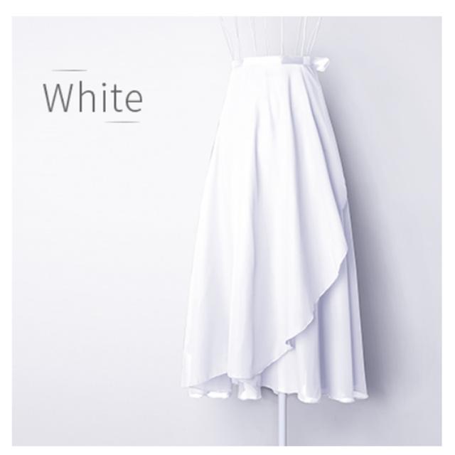 Chiffon-Ballett-Tutu-Tanzrock, Tanz-/Skate-Wickelschal, Gymnastik, Ballerina, lyrischer langer Ballettrock, Damen-Ballett-Tanzkleid One Size weiß von Joom DACH