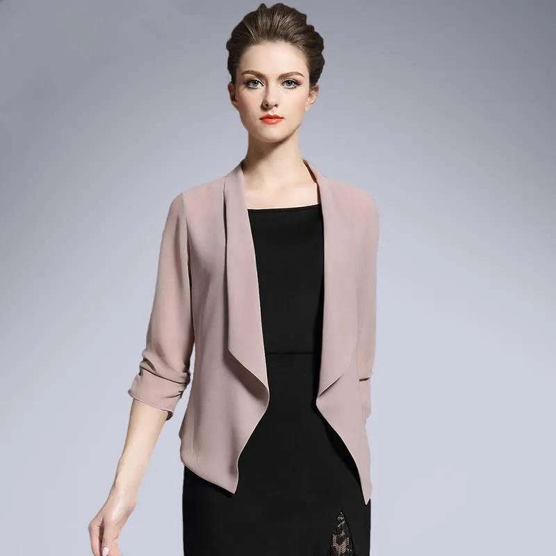 Chiffon-Cardigan für Damen im Frühling und Sommer über einem kurzen Oberteil mit dünnem Anzugkragen 4XL von Joom DACH