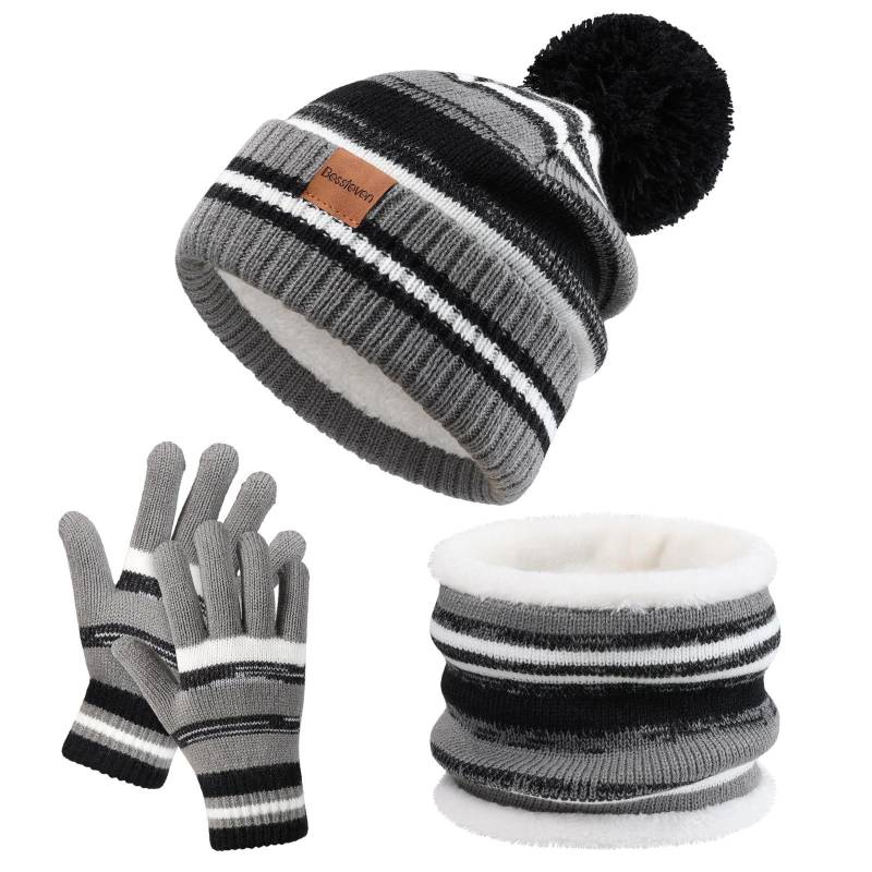 Kinder Hut Schal Handschuhe Dreiteiliges Set Warm und Kältefest Jungen und Mädchen Winter Plus Samt Strickmütze Set von Joom DACH