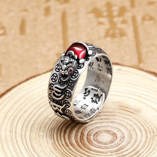 Chinesischer Feng Shui Pixiu Ring, versilbertes Kupfer, verstellbarer Fingerring, Amulett, Reichtum, Glück, Schmuck, Frauen, Männer, Geburtstagsgeschenk Resizable von Joom DACH