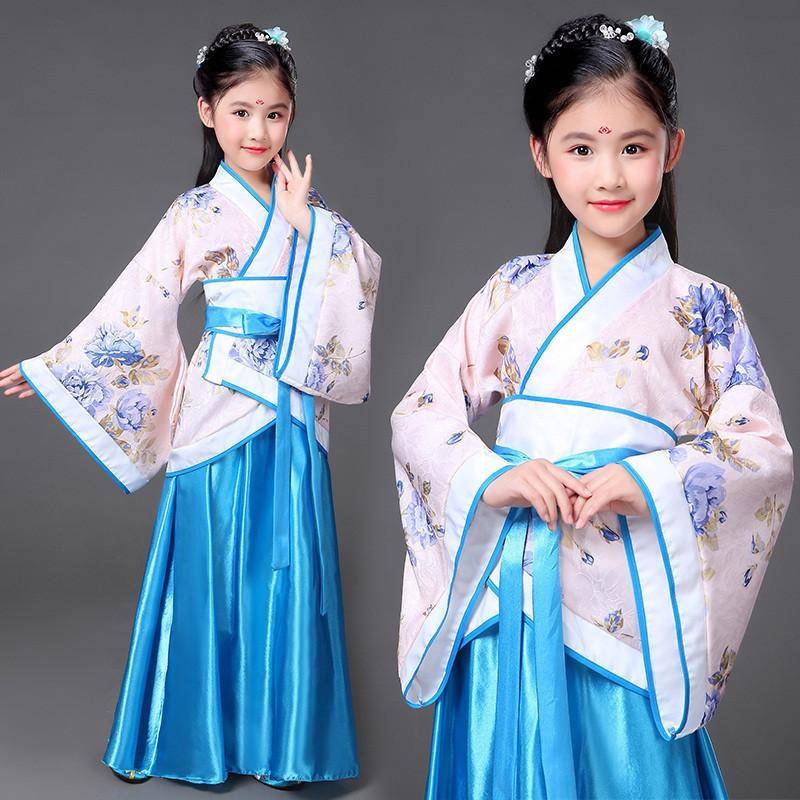 Chinesischer Volkstanz Neujahrskleidung Traditionelles Hanfu für Mädchen Kinder Drachenkleid Antikes Bühne Karnevalskostüm Kleidung Rock 130 von Joom DACH