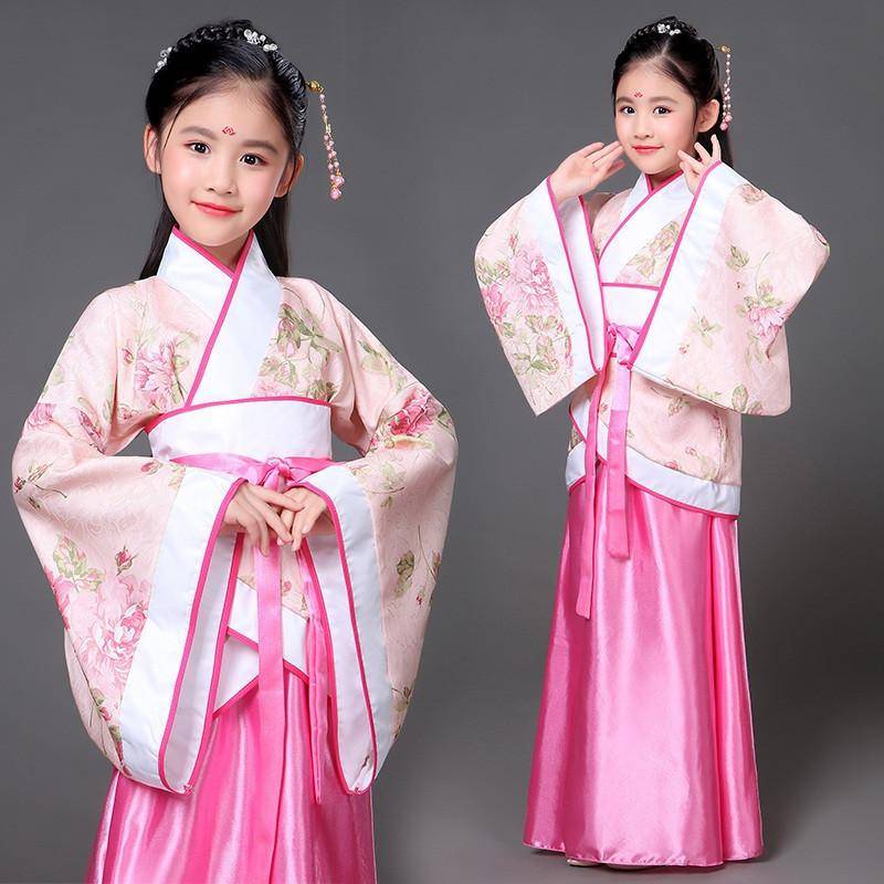 Chinesischer Volkstanz Neujahrskleidung Traditionelles Hanfu für Mädchen Kinder Drachenkleid Antikes Bühne Karnevalskostüm Kleidung Rock 130 von Joom DACH