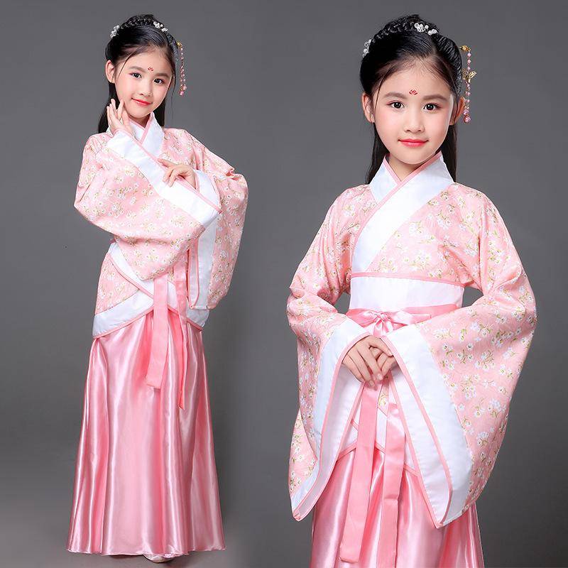 Chinesischer Volkstanz Neujahrskleidung Traditionelles Hanfu für Mädchen Kinder Drachenkleid Antikes Bühne Karnevalskostüm Kleidung Rock 170 von Joom DACH