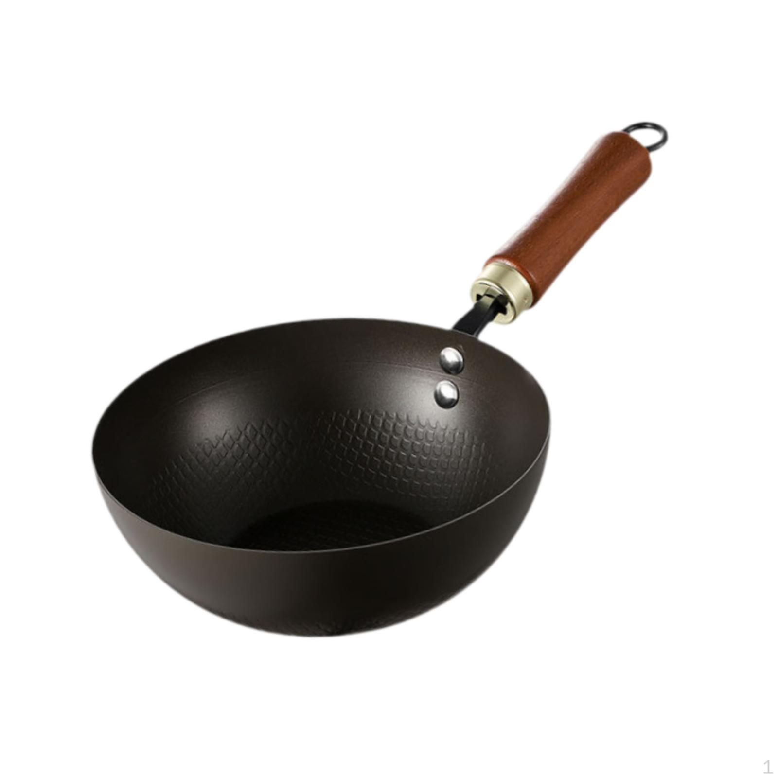 Chinesischer Wok mit Holzgriff für Gaskochen und Campinggebrauch 24CM von Joom DACH