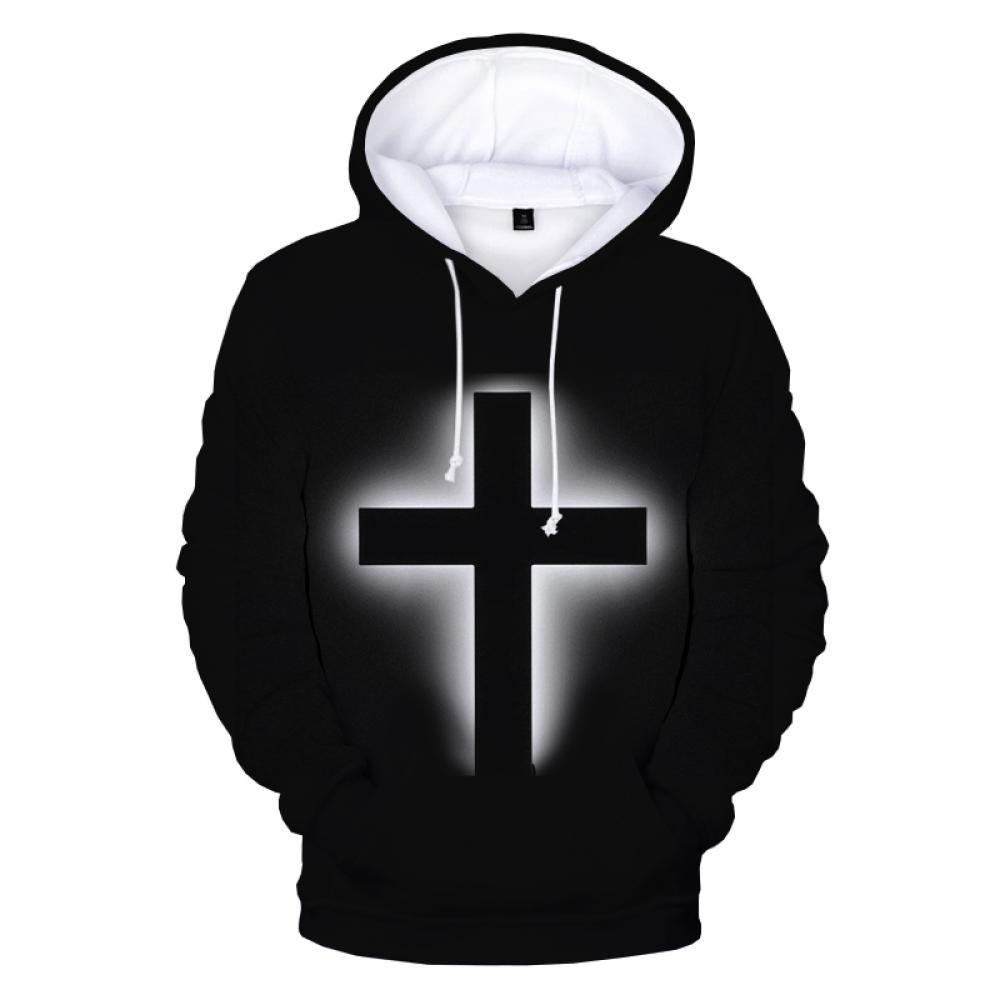 Christian Jesus Herren Hoodie 3D-gedrucktes Sweatshirt Unisex Kapuzenmode Casual Streetwear Cross Pullover Übergroße Hoodies L von Joom DACH