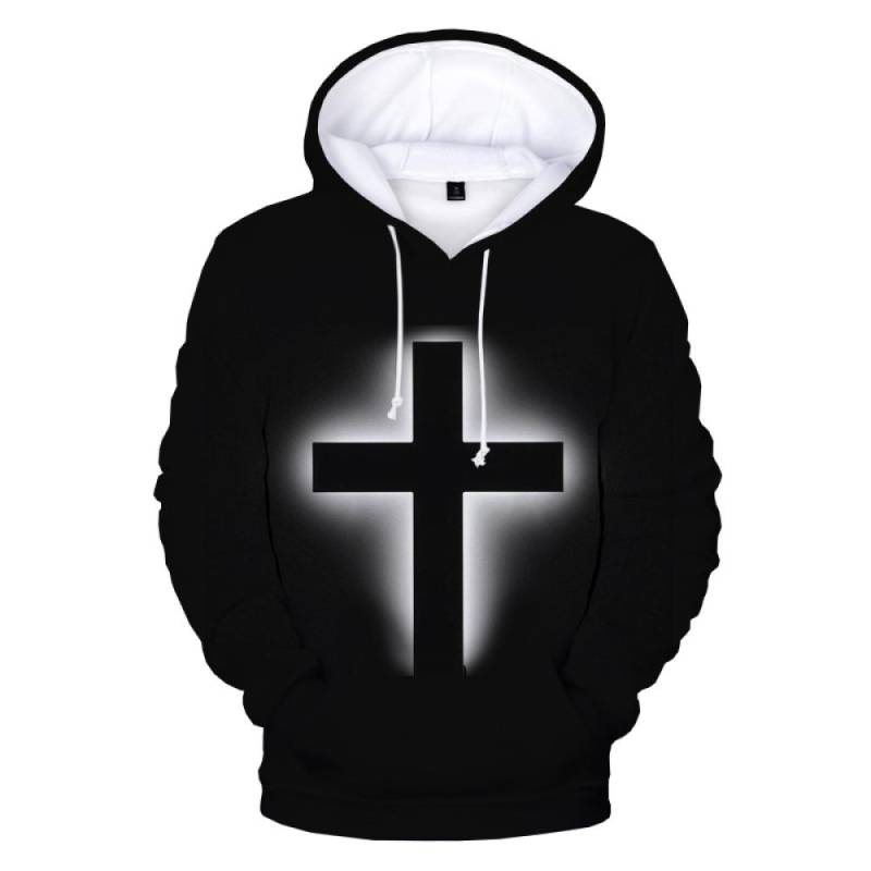 Christian Jesus Herren Hoodie 3D-gedrucktes Sweatshirt Unisex Kapuzenmode Casual Streetwear Cross Pullover Übergroße Hoodies L von Joom DACH