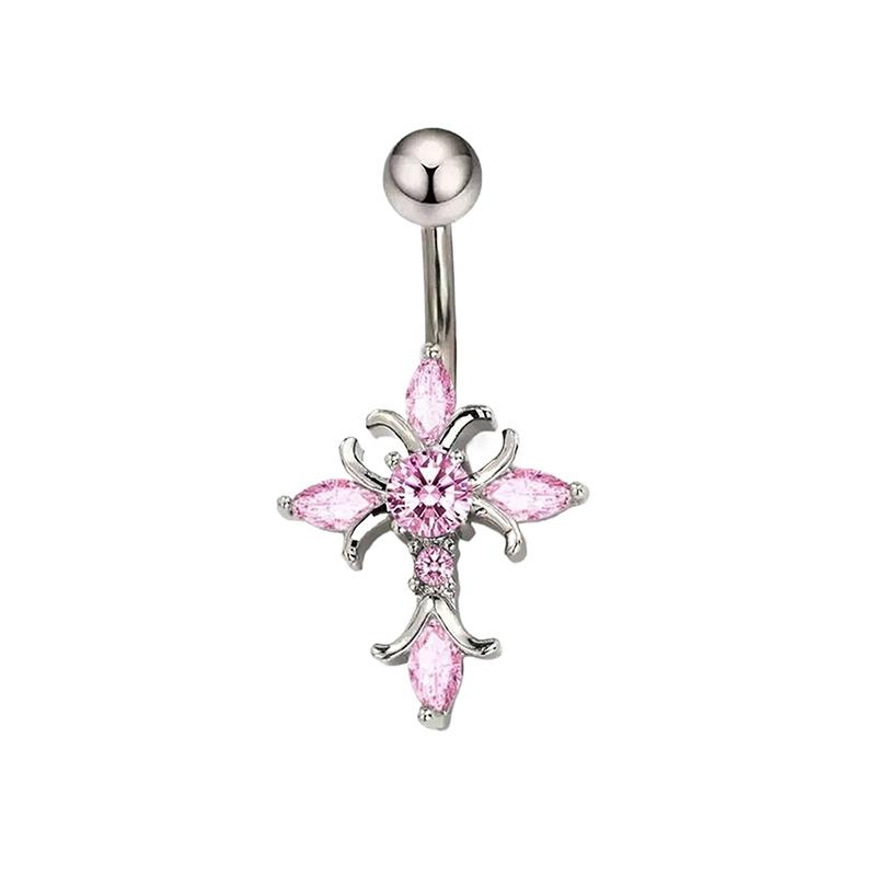 Christliches Kreuz Bauchnabelpiercing Schmuck 14G Titan Hantel Frau Mann Religiöses Zubehör Gold Silber Farbe Bauchnabelringe A3 von Joom DACH