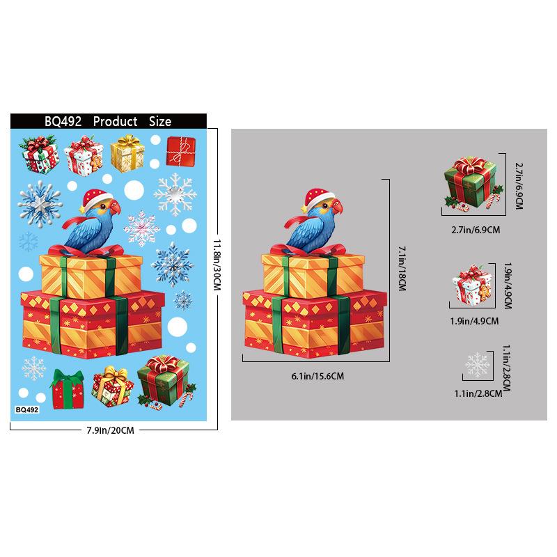Weihnachtsglasaufkleber Lebkuchenmann Schneemann Schneeflocke Dekorative Aufkleber Weihnachtsfeierdekoration Weihnachtsmann Elektrostatische Aufkleber 30x20cm von Joom DACH