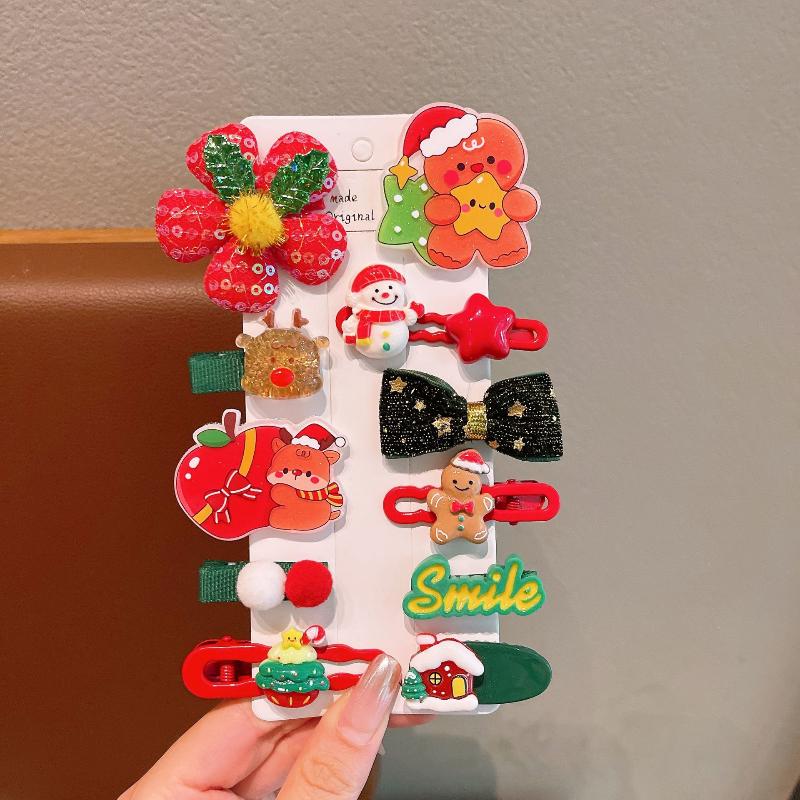 Weihnachts-Haarspangen-Set Niedlicher Weihnachtsmann Weihnachtsbaum Schneeflocke Haarnadel Kinder Haaraccessoires Jahresgeschenke von Joom DACH