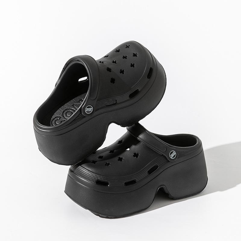 Chunky Plateau Clogs Damen Sommer Strand Keil High Heels Sandalen Damenmode EVA Dicke Sohle Hausschuhe 39 schwarz von Joom DACH