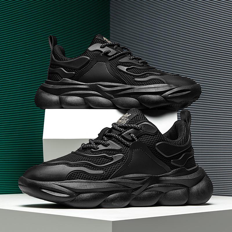 Chunky Sneakers Neue Mode Sportliche Freizeitschuhe Herren Atmungsaktiv Rutschfest Plateauschuhe Tenis Masculino Sportschuhe für Herren 46 schwarz von Joom DACH