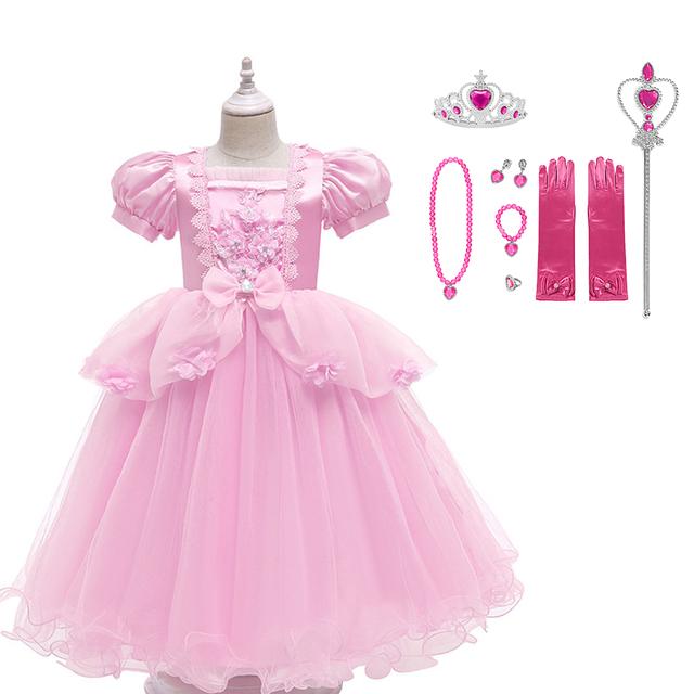 Cinderella Cosplay Kostüm Kinder Deluxe Ballkleid Elsa Belle Aurora Prinzessin Kleider Elegantes Weihnachtshochzeitsabendkleid 3–10 Jahre 110 rosa von Joom DACH