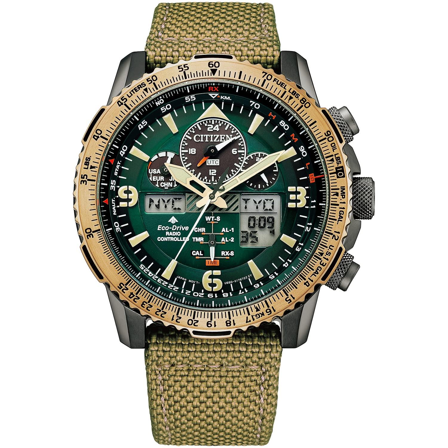 [Citizen] Uhr PROMASTER Eco-Drive Funkuhr Wasserdicht Luftfahrt Rechenschieber JY8074-11X Herren Khaki grün von Joom DACH