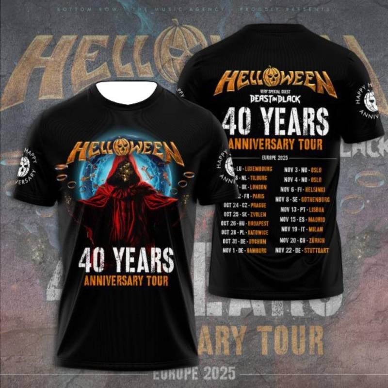 Classic Rock Helloween T-Shirts Herren 3D-Druck Männer Frauen Hip Hop Trend Kurzarm T-Shirt Street Locker Lässig Übergroße Y2k Oberteile 2XL von Joom DACH