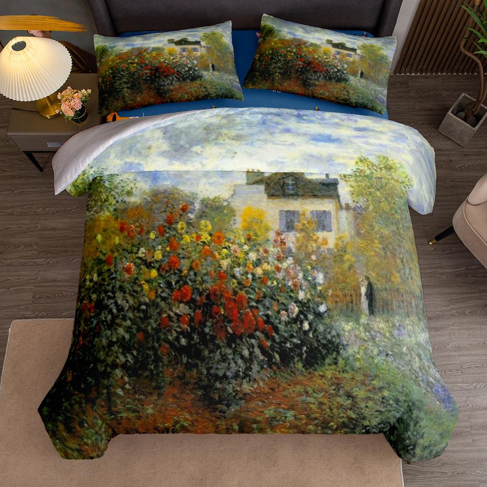 Claude Monet Der Garten in Argenteuil Kunst Bettbezug Set UK Einzelbett Doppelbett Queen US Twin Full King Size Unter Bettwäsche Set 140x200cm von Joom DACH