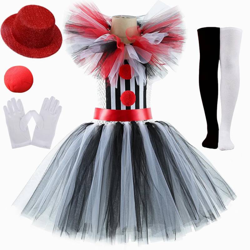 Clownskostüme Mädchen Zirkus Halloween Tutu Kleid Outfit Kinder Karnevalsparty Gruselig 8-9Y von Joom DACH