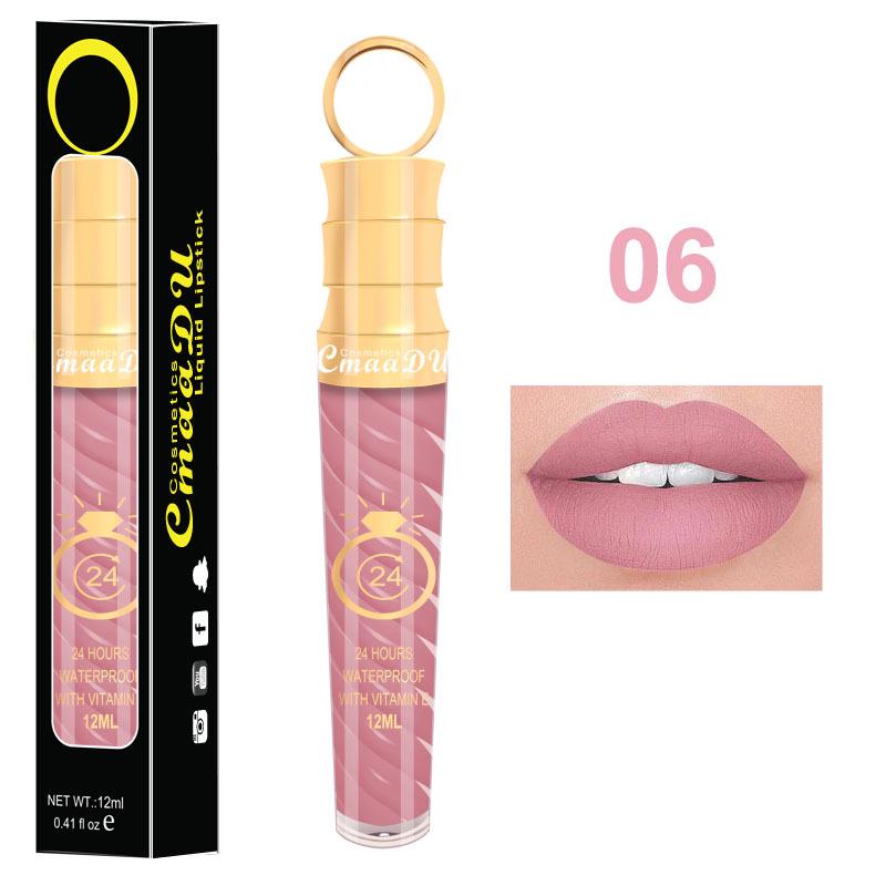 CmaaDU 20 Farben Threaded Lip Gloss Matt Metallic Perlglanz-Lipgloss-Lippenstift 06 von Joom DACH