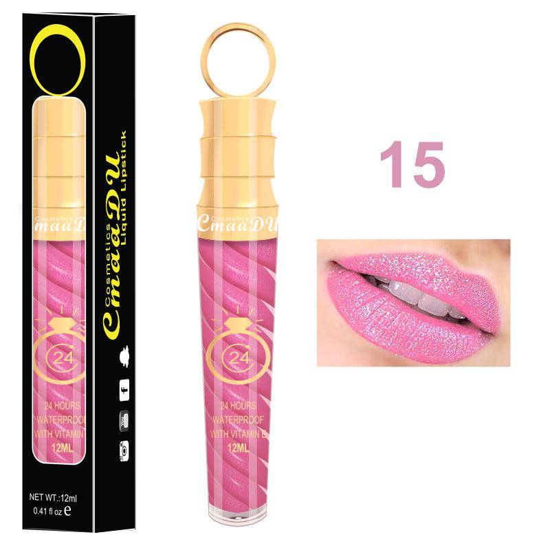 CmaaDU 20 Farben Threaded Lip Gloss Matt Metallic Perlglanz-Lipgloss-Lippenstift 15 von Joom DACH