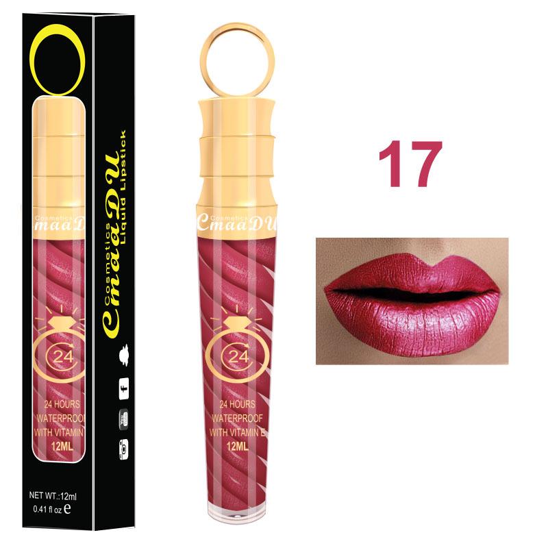 CmaaDU 20 Farben Threaded Lip Gloss Matt Metallic Perlglanz-Lipgloss-Lippenstift 17 von Joom DACH