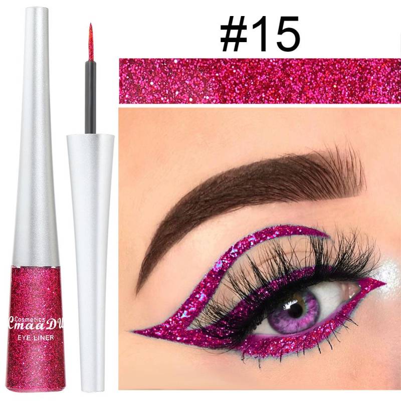 CmaaDu 16 Farben Bunte Pailletten Glitzerpuder Flüssiger Eyeliner Pailletten Flüssiger Eyeliner #15 von Joom DACH