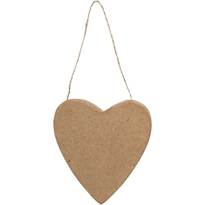 Coeur en papier mâché avec ficelle de suspension en jute. Réf 267030 von Joom DACH