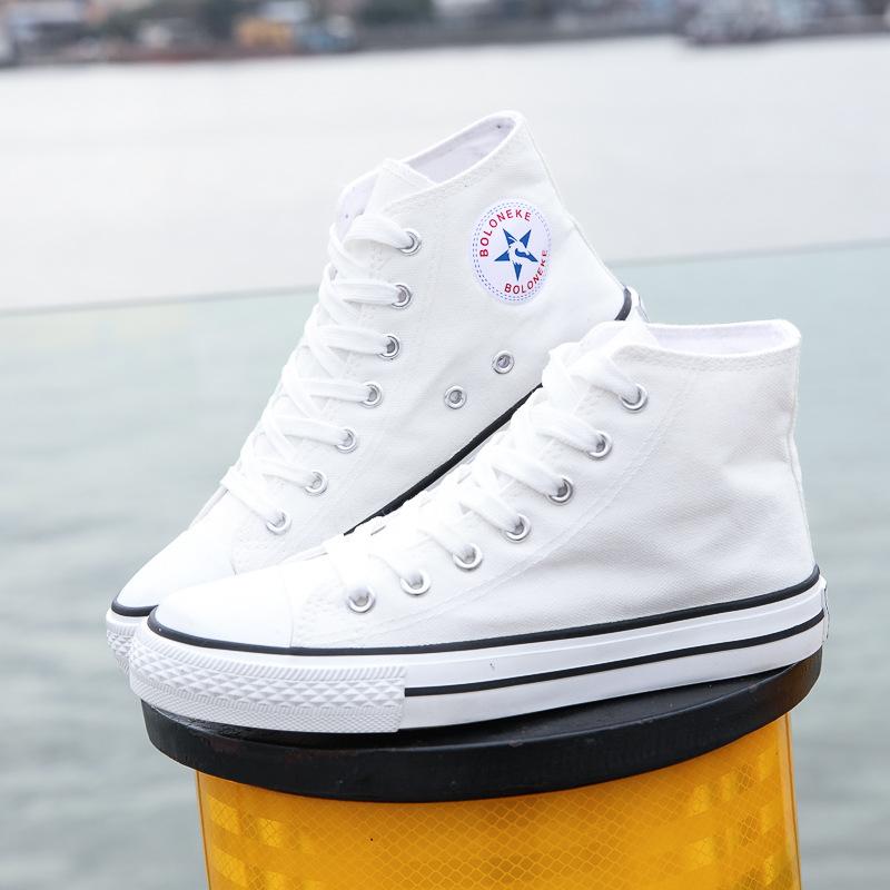 College-Stil Einfarbig Paar, High-Top Canvas Schuhe Männer Und Frauen Schuhe 1970 Retro 44 von Joom DACH