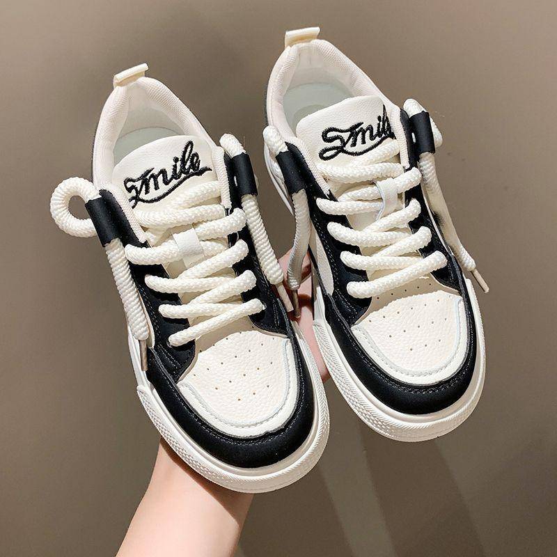 College-Stil Nationaler Modenische Brotschuhe Frühling und Herbst Neu Koreanischer Stil Plateau Weiße Schuhe Damen Allround-Passend 40 schwarz von Joom DACH