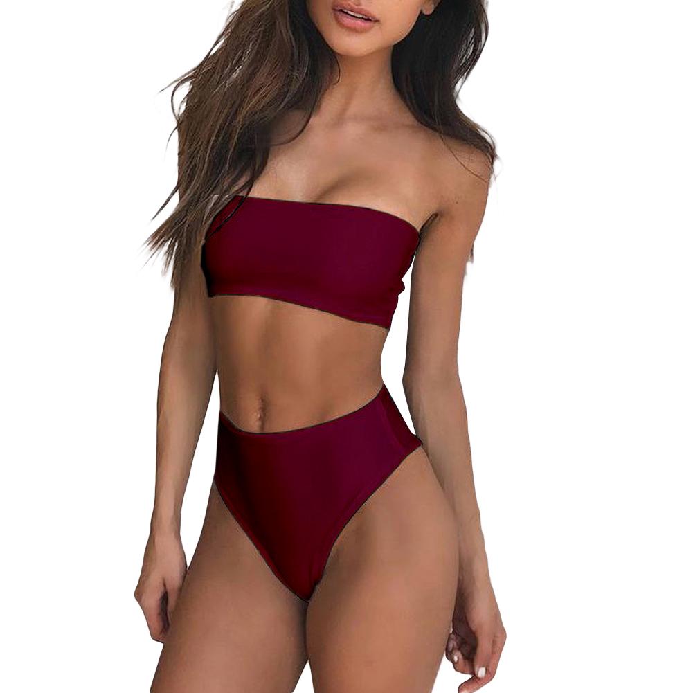 Color Tube Waist Set Damen High Bandeau Solid Bikini Bademode M rot Color Tube Waist Set Damen High Bandeau Solid Bikini Bademode M rot von Joom DACH