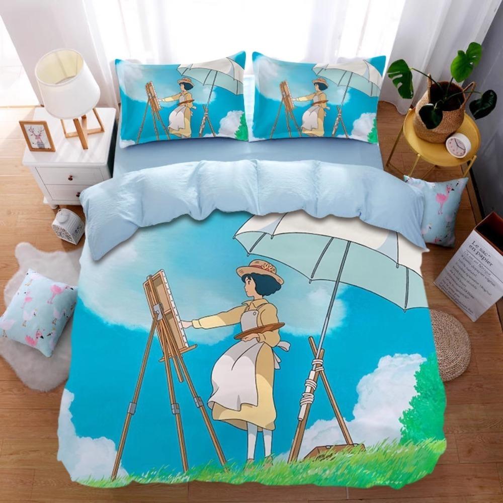Comic Hayao Miyazaki, Mikrofaser Bettwäschesets, Kinderbettwäsche mit Reißverschluss Raumdeko Bettbezug für Jugendliche Erwachsene 3-teilig 90x200cm von Joom DACH